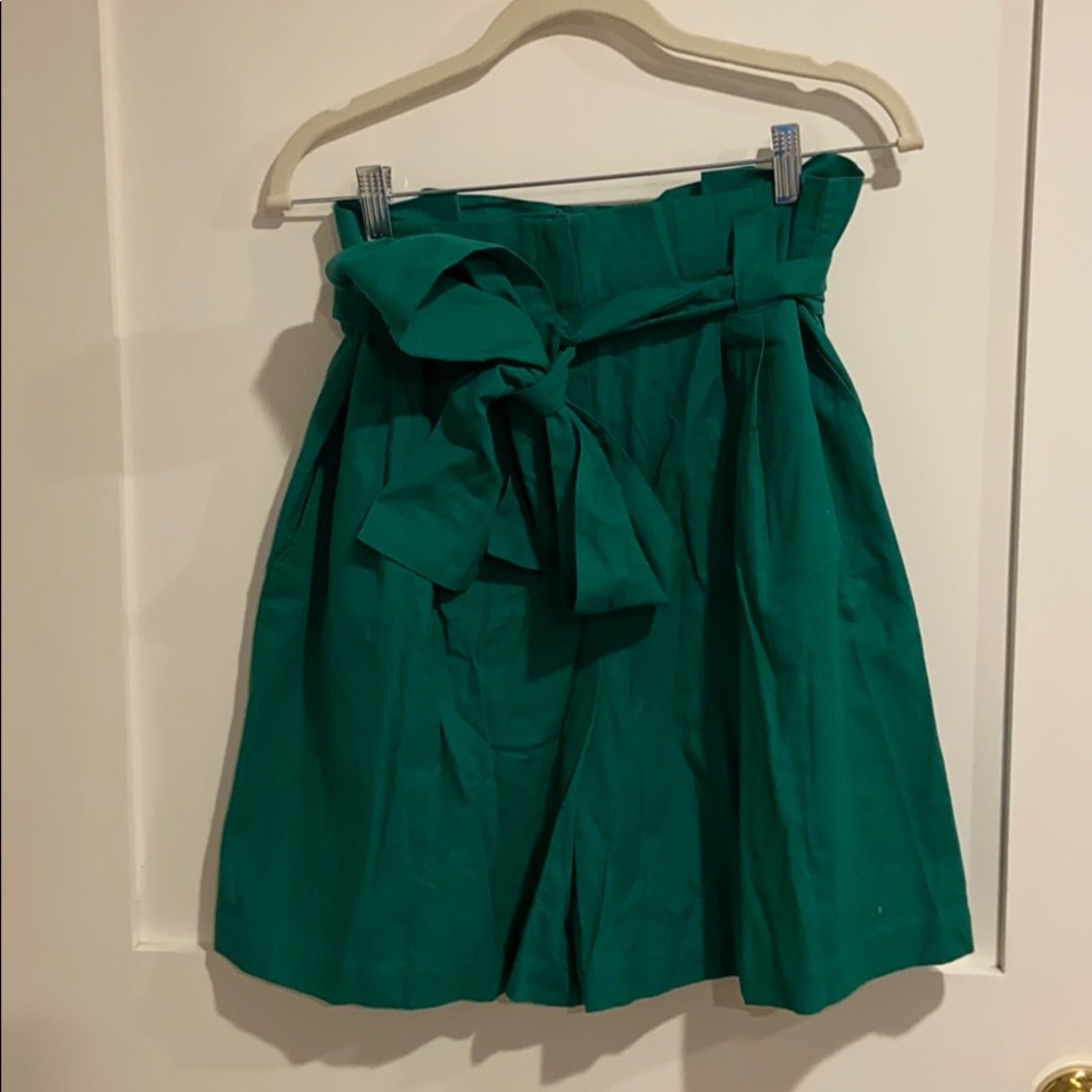 High Waisted Kelly Green Paperbag Shorts